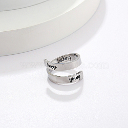 Non-Tarnish Stainless Steel Cuff Rings, Word, Stainless Steel Color, 4.5mm(YE2589-1)