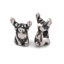 304 Stainless Steel Beads, Deer, Antique Silver, 11x8x6mm, Hole: 2mm(STAS-G334-05AS)