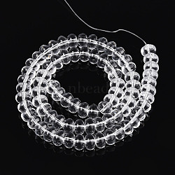 Transparent Glass Beads Strands, Rondelle, Clear, 8~8.5x4.5~5mm, Hole: 1.2mm, about 75~77pcs/strand, 14.96 inch(38cm)(GLAA-ZX008-8mm-19A)