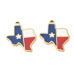 304 Stainless Steel Enamel Pendants, Map Charms, Ion Plating(IP), Golden, 19.5x18x1.5mm, Hole: 1.6mm(SA-CBA7876-38G-04)