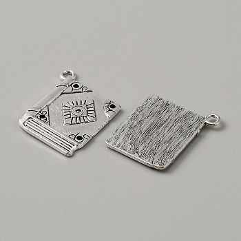 50Pcs Tibetan Style Alloy Pendant Rhinestone Settings, Book Charm, Antique Silver, Fit For 1.2mm Rhinestone, 25.5x21.5x2mm, Hole: 1.8mm
