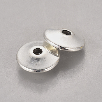Tibetan Style Alloy Bead Spacers, Disc, Antique Silver, Lead Free & Cadmium Free, 11.5x11.5x4.5mm, Hole: 1.5mm