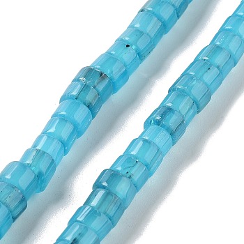 Handmade Lampwork Beads, Column, Sky Blue, 8~8.5x4~6mm, Hole: 1.8mm, about 131pcs/strand, 25.79''(65.5cm)
