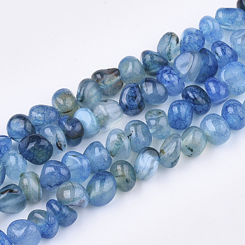Natural Dragon Veins Agate Beads Strands, Tumbled Stone, Dyed, Chip, Light Sky Blue, 7~9x6~9x6~10mm, Hole: 1.5mm, about 50pcs/strand, 14.5 inch