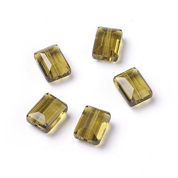 Imitation Austrian Crystal Beads, Grade AAA, Faceted, Rectangle, Olive, 10x12x5.5mm, Hole: 0.9~1mm