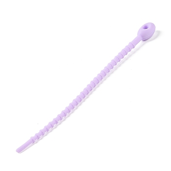 Oval Shape Silicone Cable Zip Ties, Cord Organizer Strap, for Wire Management, Violet, 128x8x7mm