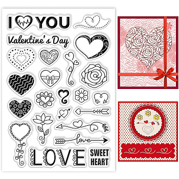 PVC Plastic Stamps, for DIY Scrapbooking, Photo Album Decorative, Cards Making, Stamp Sheets, Film Frame, Valentine's day Themed Pattern, 16x11x0.3cm