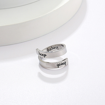 Stainless Steel Cuff Rings, Word, Stainless Steel Color, 4.5mm
