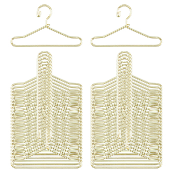 50Pcs Mini Iron Clothing Hanger, Dollhouse Accessories, Golden, 2.4x4x0.1cm