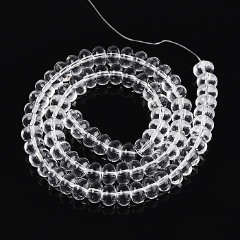 Transparent Glass Beads Strands, Rondelle, Clear, 8~8.5x4.5~5mm, Hole: 1.2mm, about 75~77pcs/strand, 14.96 inch(38cm)