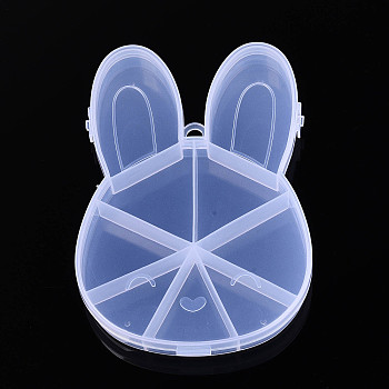 Easter Rabbit 9 Grids Plastic Bead Storage Containers with Hinged Lid, Clear, 14.9x10.3x2cm