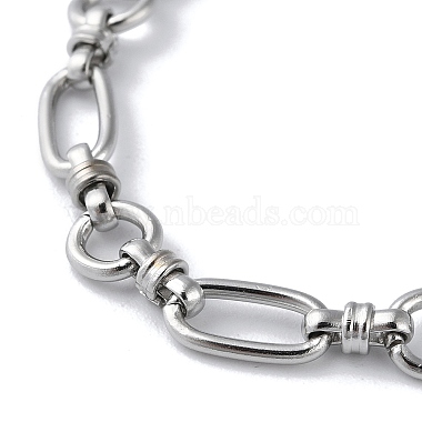 304 pulseras de cadena de eslabones de anillo y ovaladas de acero inoxidable para mujer(BJEW-D028-01P)-2