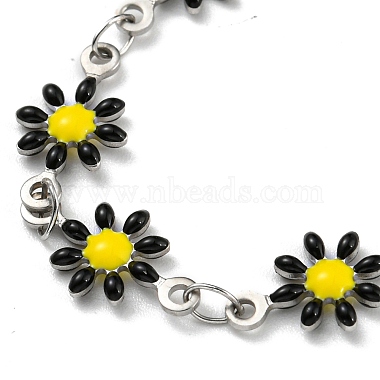 304 Stainless Steel Flower Link Chain Bracelets with Enamel(BJEW-E088-02P)-3
