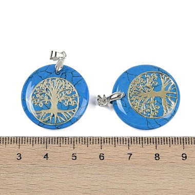 Synthetic Turquoise Flat Round Pendants(G-Q188-01P-04)-3