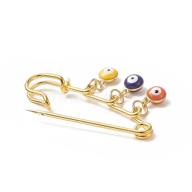 Gold Evil Eye Safety Pin Brooch