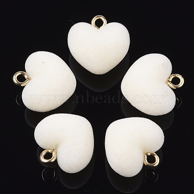 Golden Creamy White Heart Brass+Acrylic Pendants