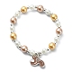 Synthetic Hematite & Glass Pearl Round Beaded Stretch Bracelet with Alloy Enamel Squirrel Charm(BJEW-JB09434)-3