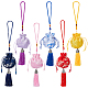 6Pcs 6 Colors Plum lossom & Dragon Pattern Brocade Bag Pendant Decorations(HJEW-FH0001-52)-1