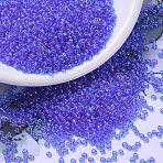 MIYUKI Round Rocailles Beads, Japanese Seed Beads, 11/0, (RR261) Transparent Sapphire AB, 2x1.3mm, Hole: 0.8mm, about 5500pcs/50g(SEED-X0054-RR0261)