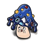 Mushroom Enamel Pins, Alloy Lapel Pin Backs for Backpack Clothes, Black, Blue, 30x27mm(JEWB-I060-03EB-01)