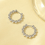 Stylish 304 Stainless Steel Round Hoop Earrings, Silver, 18.29x20.34mm(VG2552-1)