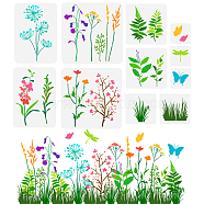 11Pcs 11 Styles Plant Theme PET Hollow Out Drawing Painting Stencils, for DIY Scrapbook, Photo Album, Mixed Shapes, 100~300x100~300mm, 1pc/style(DIY-WH0394-0146)