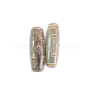 Tibetan Style dZi Beads, Natural Agate Beads, Dyed & Heated, Oval, Star Pattern, 28.5~32x10~12.5mm, Hole: 1.5~3mm(TDZI-E004-39)