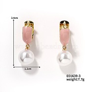 Round Pearl Hoop Earrings for Women, Elegant and Stylish Accessories, Golden, Brown, 34x12mm(IR2603-3)