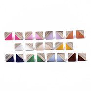 Resin & Wood Stud Earrings, with 304 Stainless Steel Pin, Rhombus, Mixed Color, 17x18mm, Pin: 0.7mm(EJEW-N017-005A)