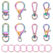 WADORN DIY Keychain Making Kit, Including 8Pcs Alloy Swivel Clasps & Lobster Claw Clasps, 304 Stainless Steel Split Key Rings, Rainbow Color, 16Pcs/box(FIND-WR0006-15)