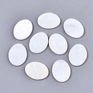 Natural Freshwater Shell Cabochons, Oval, Seashell Color, 15.5x12x1.5mm(SHEL-S276-134B-01)