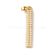 Rack Plating Brass Pendants, with Plastic Imitation Pearl Bead, Cadmium Free & Lead Free, Long-Lasting Plated, Rectangle, Real 18K Gold Plated, 33x5x3mm, Hole: 5x3mm(KK-C019-14G)