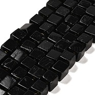 Natural Black Tourmaline Beads Strands, Cube, 8~9x8~9x8~9mm, Hole: 1.2mm, about 38~39pcs/strand, 15.08~15.35 inch(38.3~39cm)(G-G053-B08-01)