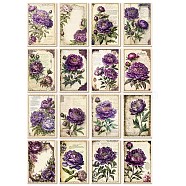 32Pcs Flower Scrapbook Paper Pads, for DIY Album Scrapbook, Greeting Card, Background Paper, Rectangle, Purple, 125x85mm(PW-WG20680-02)