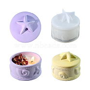 DIY Silicone Candle Holders Molds, Candlestick Molds, Gesso Resin Casting Molds, Column with Starfish, White, 113x58mm(PW-WG5253B-01)