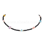 Synthetic Crackle Quartz Beaded Necklaces for Women, with Glass Bead, 16.77 inch(42.6cm)(NJEW-JN04801)