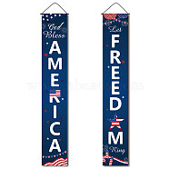 Rectangle Door Wall Hanging Polyester Sign for Festival, for Festival Party Decoration Supplies, God Bless America, Let Freedom Ring, Marine Blue, 180x30cm, 2pcs/set(HJEW-WH0036-02I)