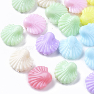 Opaque Polystyrene(PS) Plastic Beads, Scallop Shell Shape, Mixed Color, 13.5x13.5x6.5mm, Hole: 1.8mm, about 1000pcs/500g(KY-I004-06)
