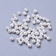 Shell Pearl Beads, Half Drilled Beads, Polished, Round, White, 3~3.5mm, Hole: 0.8mm(BSHE-L042-B05)
