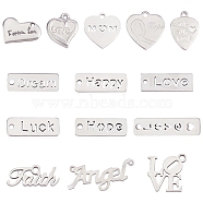 304 Stainless Steel Pendants,  Mixed Shapes, Stainless Steel Color, Pendants: 15pcs/box(STAS-NB0001-41P)