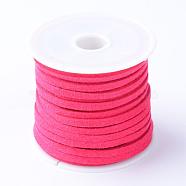 Faux Suede Cord, Faux Suede Lace, Cerise, 4x1.5mm, about 5.46 yards(5m)/roll(X-LW-R003-4mm-1045)