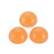 Transparent Acrylic Cabochons, with Glitter Powder, Half Round, Orange, 14x7mm(TACR-N006-51A-03)