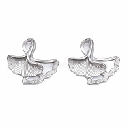 316 Surgical Stainless Steel Charms, Ginkgo Leaf, Stainless Steel Color, 16x16.5x4mm, Hole: 1.8mm(STAS-N092-133)