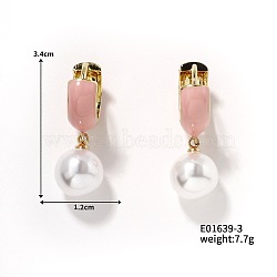 Round Imitation Pearl Hoop Earrings for Women, Elegant and Stylish Accessories, Golden, Brown, 34x12mm(IR2603-3)