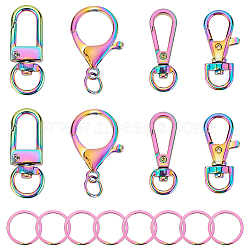 WADORN DIY Keychain Making Kit, Including 8Pcs Alloy Swivel Clasps & Lobster Claw Clasps, 304 Stainless Steel Split Key Rings, Rainbow Color, 16Pcs/box(FIND-WR0006-15)