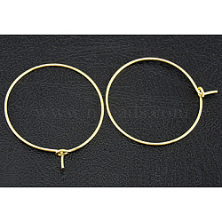 Brass Wine Glass Charm Rings Hoop Earrings, Golden, Nickel Free, 20 Gauge, 20x0.8mm(X-EC067-1NFG)