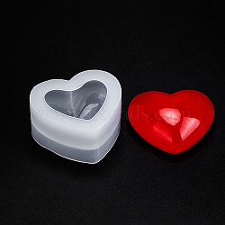 Silicone Molds, Resin Casting Molds, For UV Resin, Epoxy Resin Jewelry Making, Heart, White, 48x53x26mm(DIY-G010-59A)