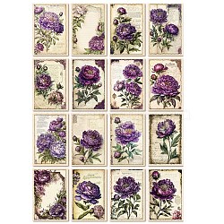 32Pcs Flower Scrapbook Paper Pads, for DIY Album Scrapbook, Greeting Card, Background Paper, Rectangle, Purple, 125x85mm(PW-WG20680-02)