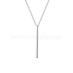 SHEGRACE Classic 925 Sterling Silver Tube Bead Pendant Necklace, Platinum, 15.75 inch(40cm)(JN472A)