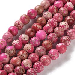 Dyed Natural Regalite/Imperial Jasper/Sea Sediment Jasper Beads Strands, Round, Cerise, 8mm, Hole: 1.2mm, about 23pcs/strand, 7.64''(19.4cm)(G-B124-C01-14)